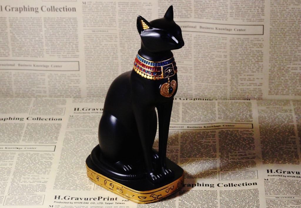 KiaoTime 9.5" Ancient Egypt Kitty Egyptian Bastet Cat Goddess Statue Collectible Bastet Sculpture (9.5" Tall)