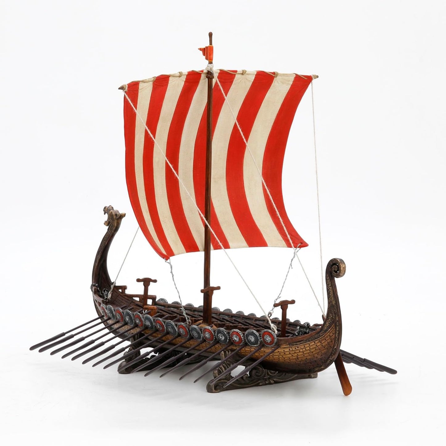 Veronese Design 13 Inch Viking Longship with Red and White Sail Home Decor Statue