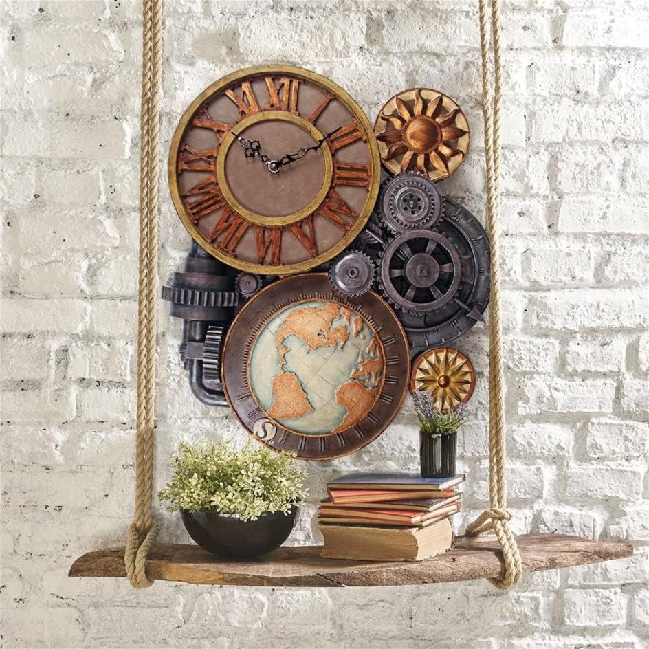 Design Toscano Gears of Time Steampunk Wall Clock Sculpture, Large 63.5 cm, Polyresin, Full Color