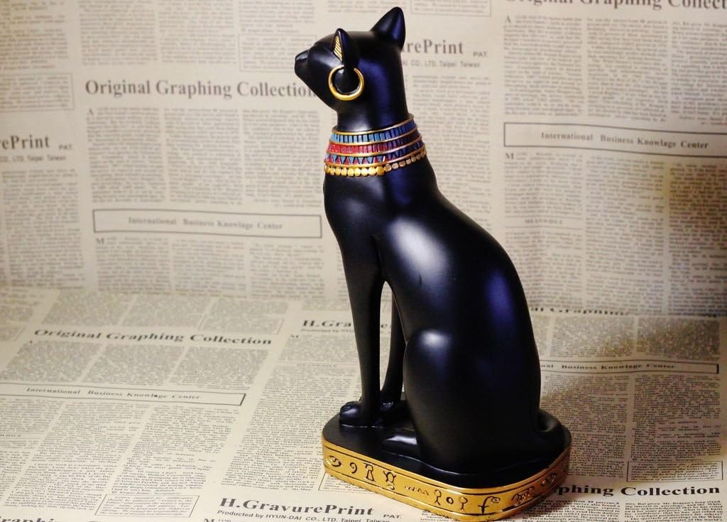 KiaoTime 9.5" Ancient Egypt Kitty Egyptian Bastet Cat Goddess Statue Collectible Bastet Sculpture (9.5" Tall)