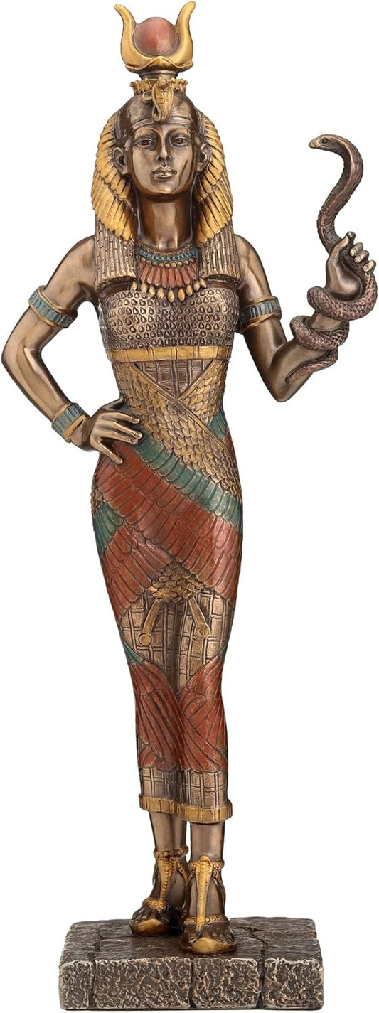 Veronese Design Zeckos Egyptian Goddess Hathor Holding a Cobra Statue