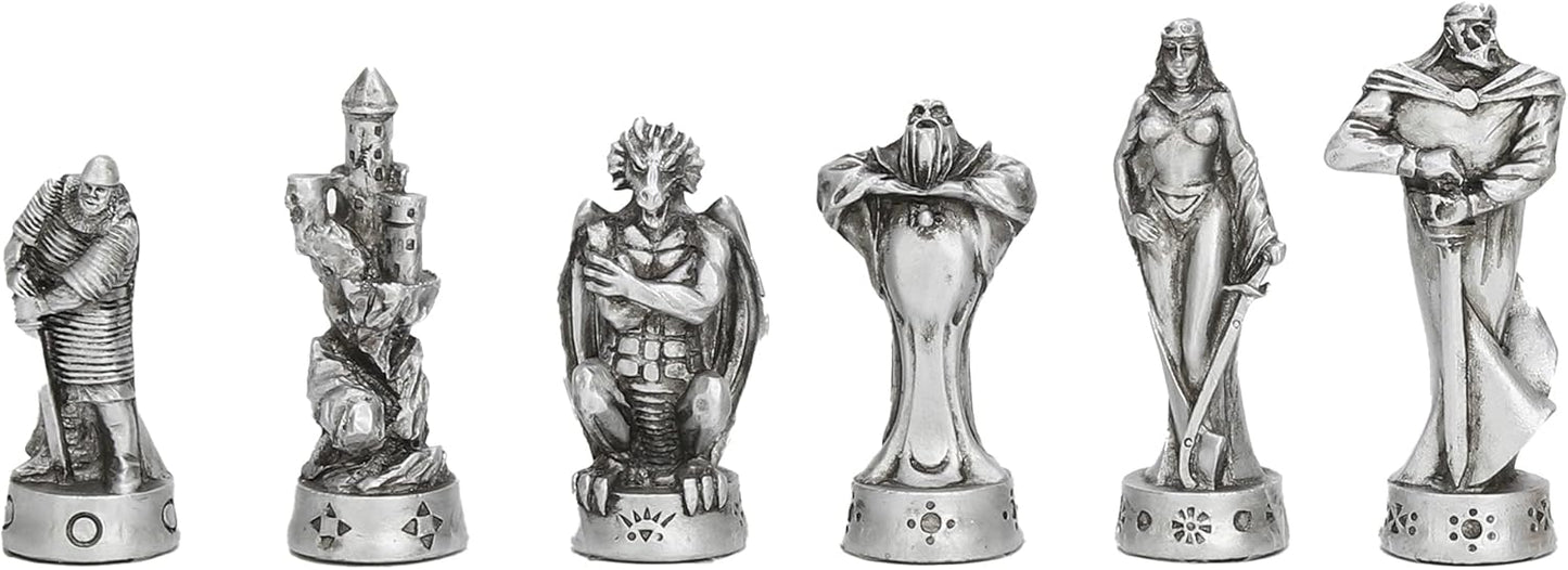 Veronese Design Beautiful Gold and Silver Finish Medieval Fantasy Chess Men Set