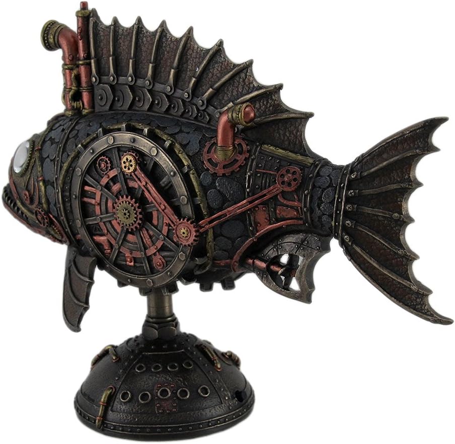 Zeckos Resin Statues Ss Anglerfish Steampunk Submarine Statue W/Led Periscope 12 X 9.25 X 5 Inches Bronze