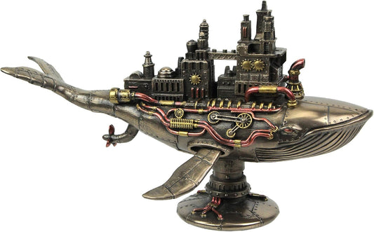 Veronese Design 6 7/8 Inch Steampunk Fifty Two Hertz Galactic Space Colony Whale Cold Cast Resin Bronze Finish Statue Home Decor