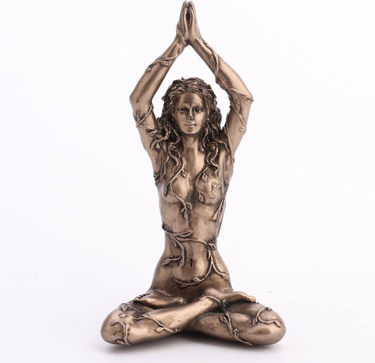Veronese Design 3 3/8" Earth Spirit Gaia Lotus Pose Resin Figurine Hand Painted Bronze Finish