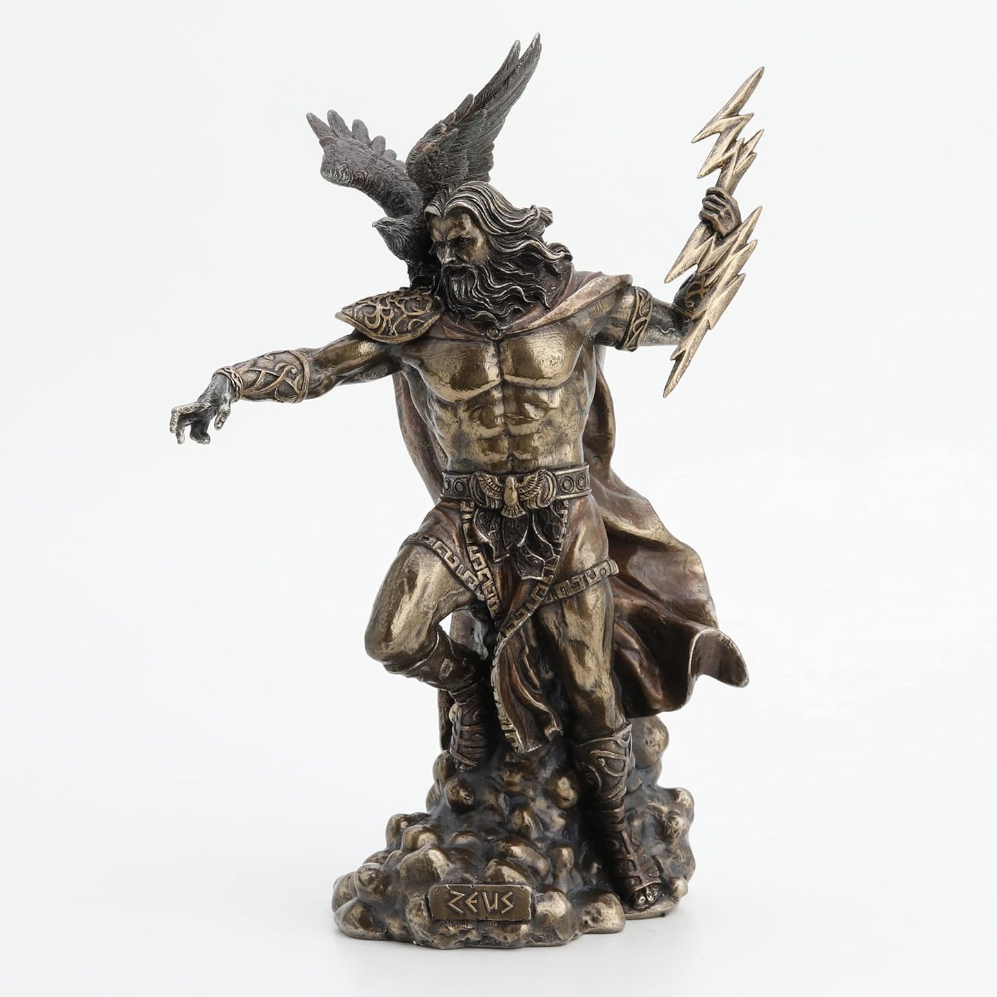 Veronese Design 11 3/4" Zeus Greek God Holding Thunderbolt with Eagle Cold Cast Resin Statue Antique Bronze Finish Sculpture