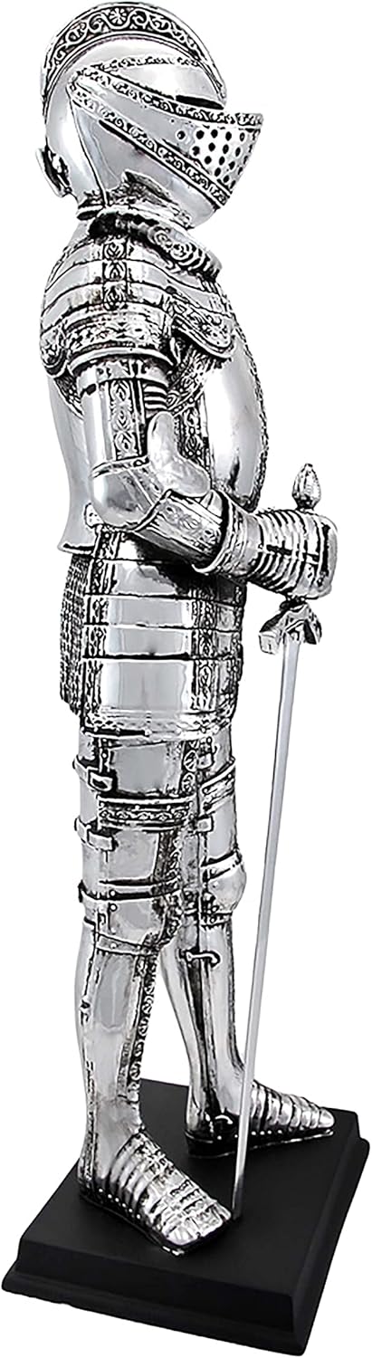 Veronese Design Silver Finish Medieval Knight in Armor Statue Figure Armour