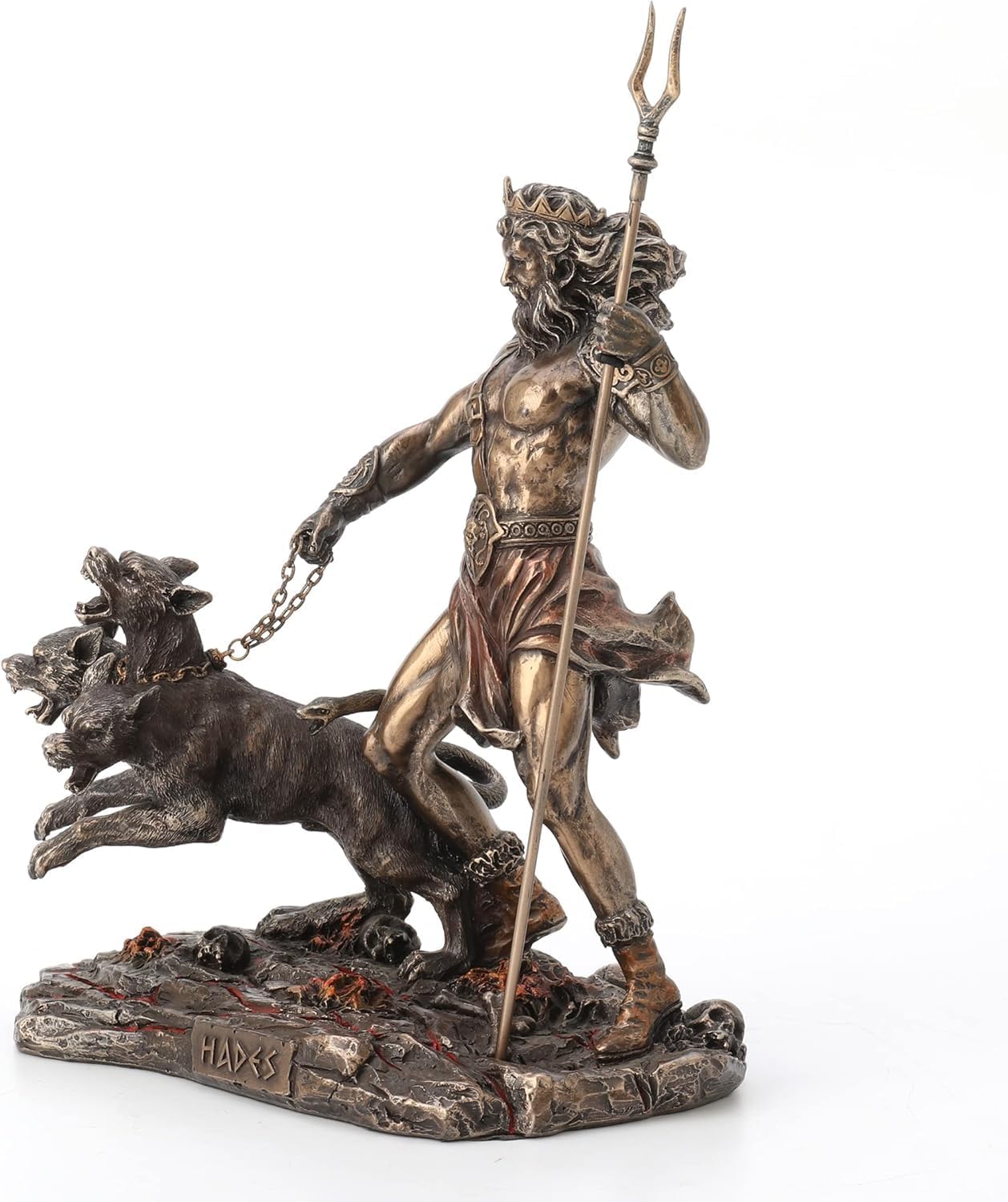 Veronese Design 9" Tall Hades Greek God of The Underworld with Cerberus Resin Statue Bronze Finish