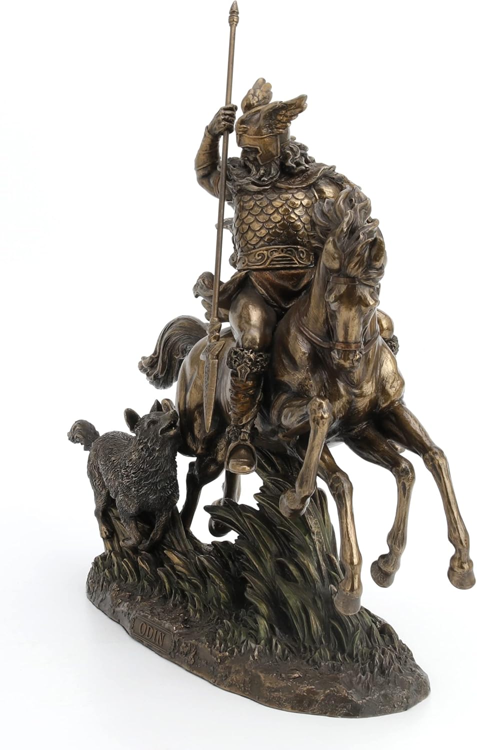 Veronese Design Odin Riding Sleipnir Sculpture Followed by Wolf