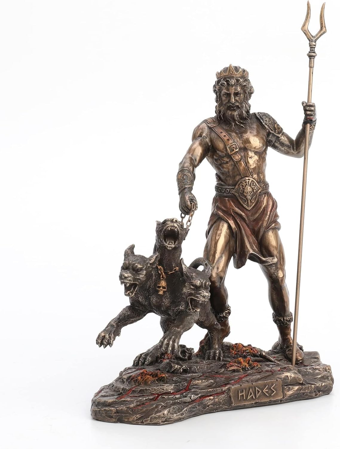 Veronese Design 9" Tall Hades Greek God of The Underworld with Cerberus Resin Statue Bronze Finish