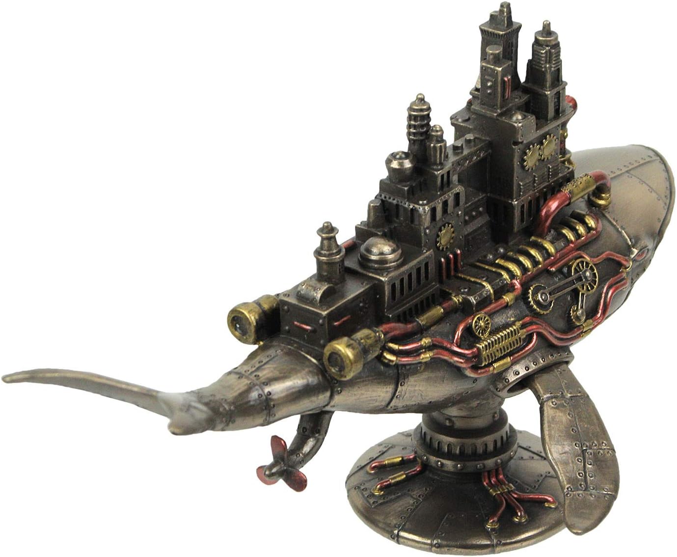 Veronese Design 6 7/8 Inch Steampunk Fifty Two Hertz Galactic Space Colony Whale Cold Cast Resin Bronze Finish Statue Home Decor