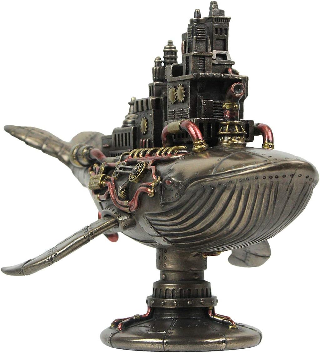 Veronese Design 6 7/8 Inch Steampunk Fifty Two Hertz Galactic Space Colony Whale Cold Cast Resin Bronze Finish Statue Home Decor