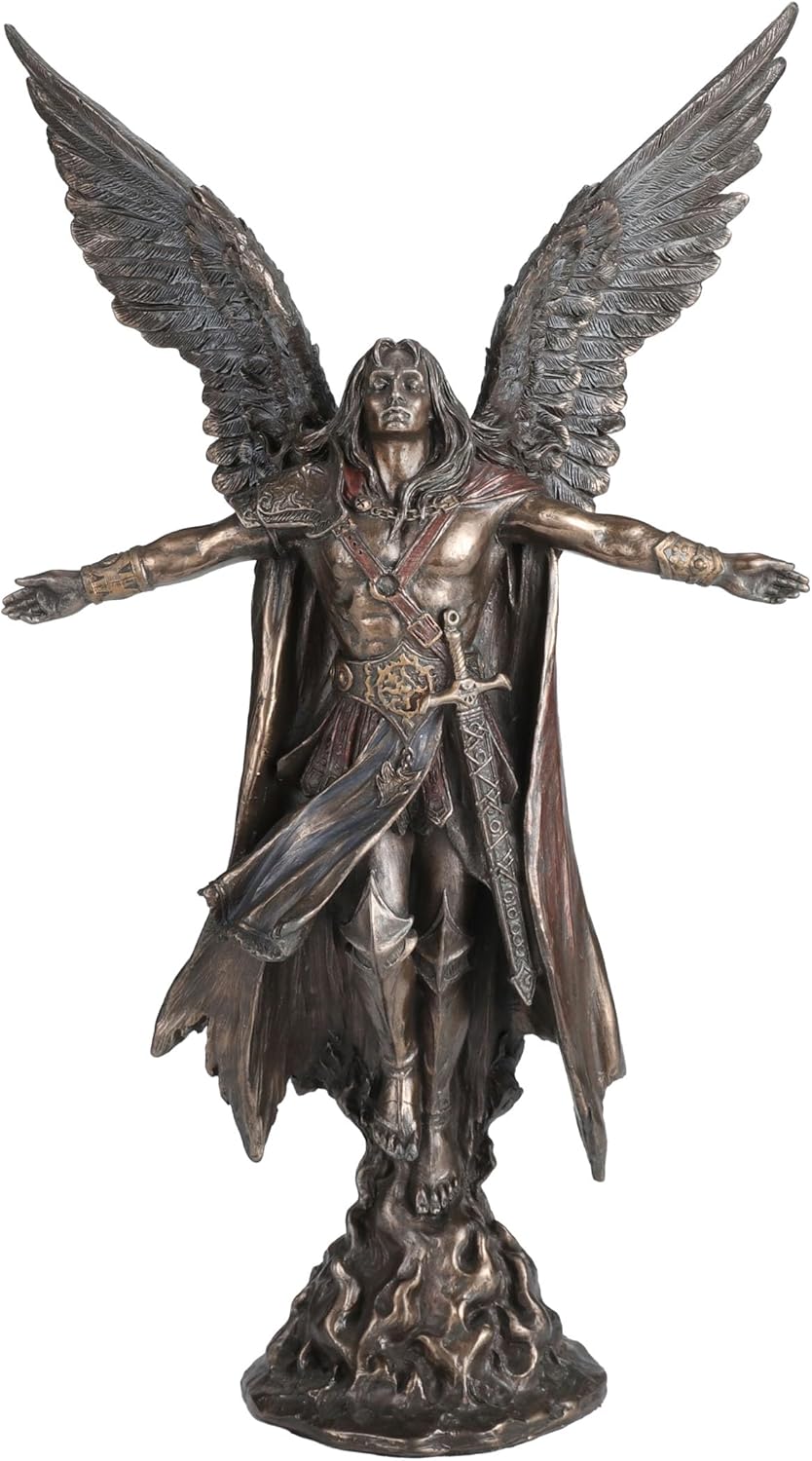 VERONESE Ascending Angel Statue, Bronze Resin, 11" H, Cold Cast Finish