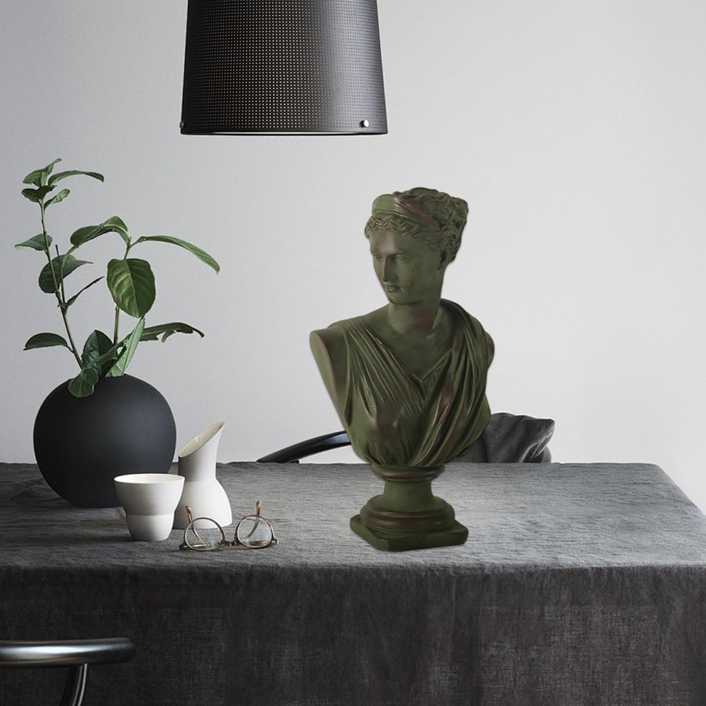 Roman Bust, 12.5 inch Greek Resin Statue Of Diana, Classic Roman Mythology Head Bust Sculpture Figurine For Home Office Bookshelf Decor, Sketch Practice Art Piece
