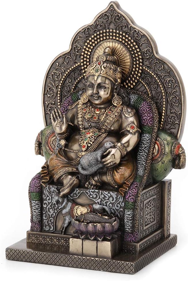 Veronese Design 7.4 Inch Lord Kubera Hindu God of Wealth Kuvera Kuber Kuberan Protector of The World Antique Bronze Finish Statue