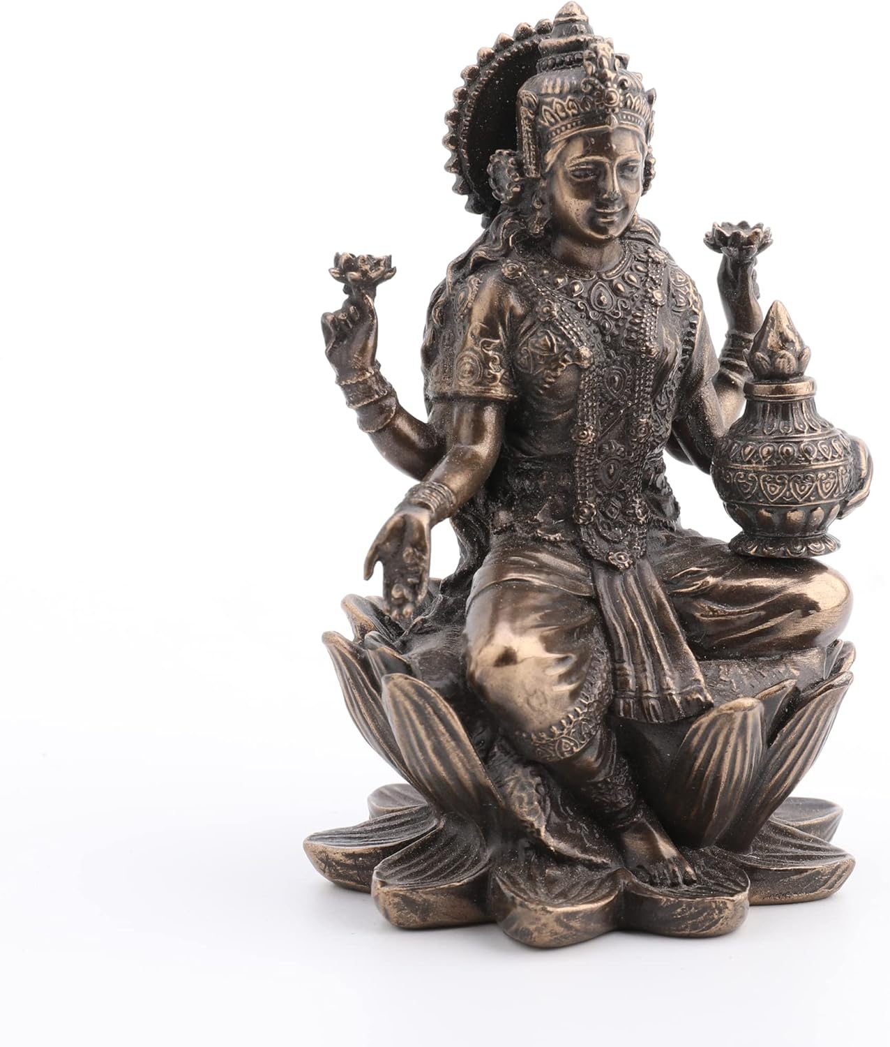 Veronese Design Bronze Finish Lakshmi Hindu Goddess On Lotus Figurine
