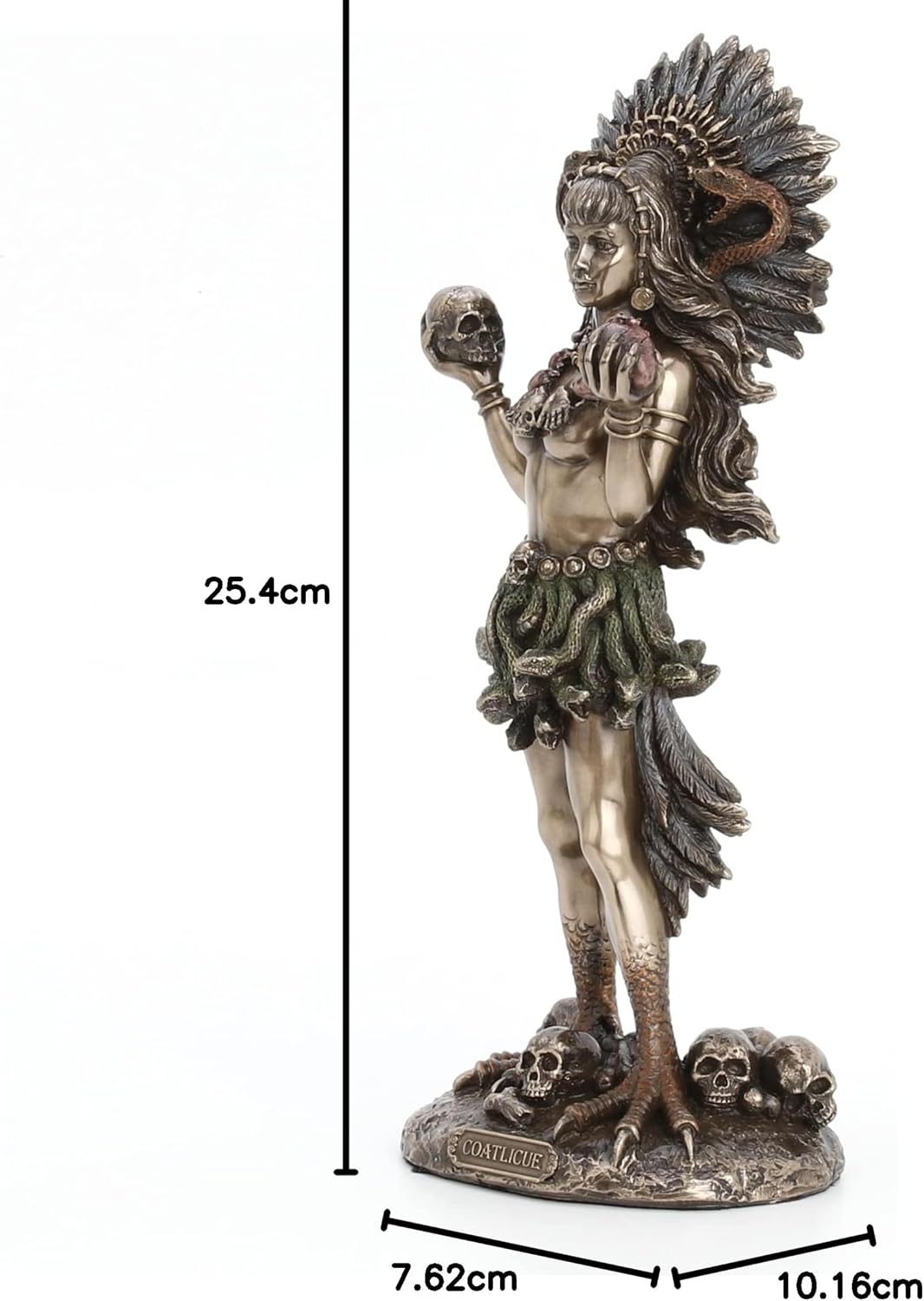 Veronese Design 9 7/8" Coatlicue Aztec Sperpant Skirt Goddess of Earth Cold Cast Resin Antique Bronze Finish Statue