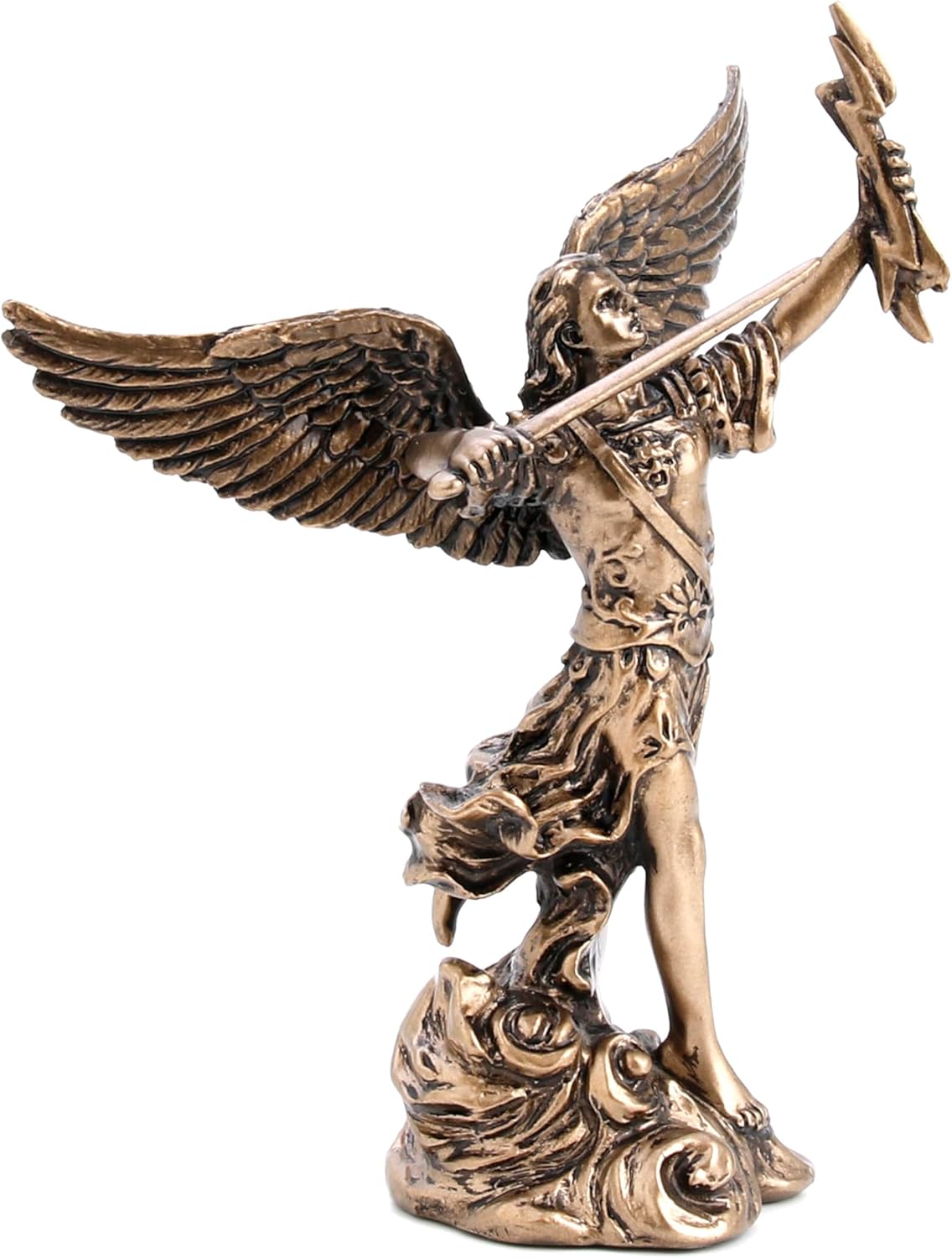 3.87" Poly Stone Archangel - Remiel with Sword And Lightning Figurine