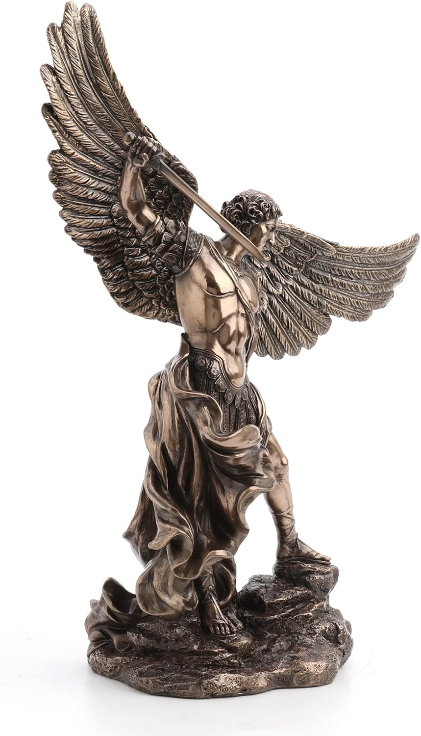 Veronese Design 15" Archangel Saint Michael Resin Statue Cast Bronze Finish