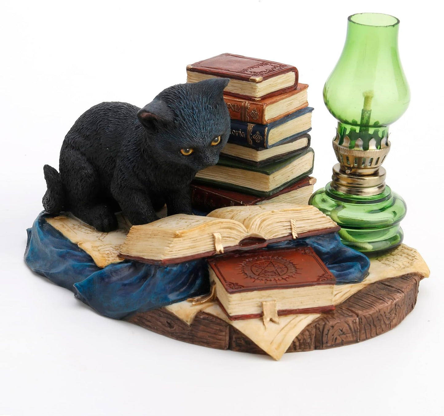 Veronese Design 4 1/2 Inch Ferocious Kitty Magician Oil Lamp Handpainted Resin Cat Figurine