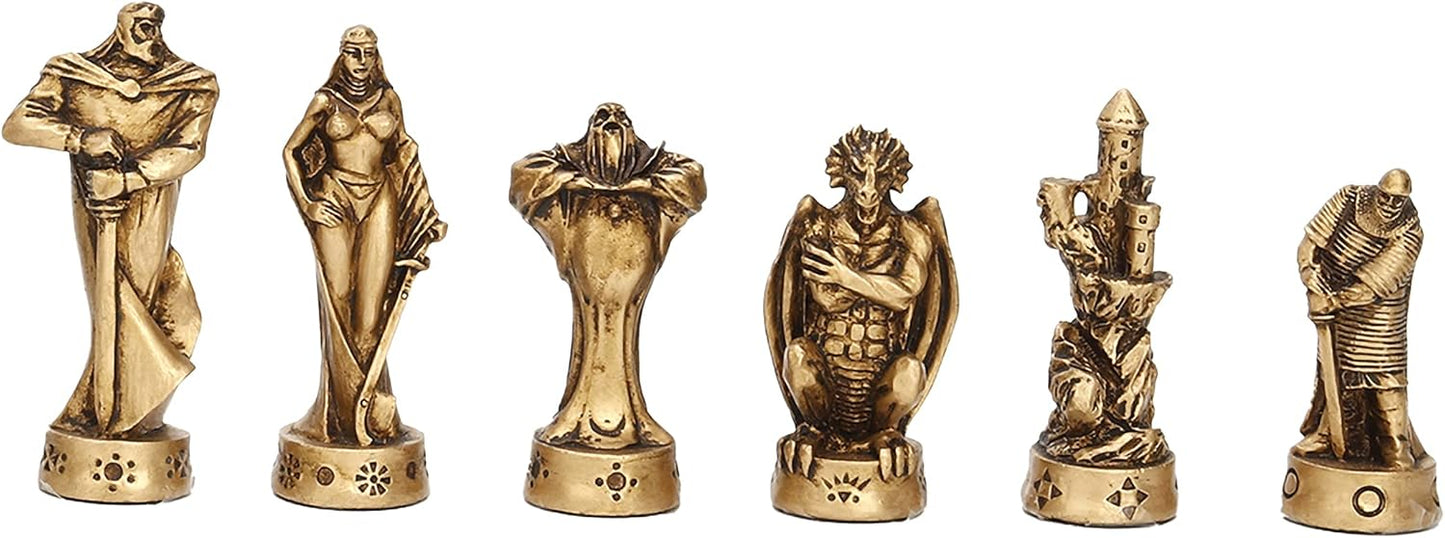 Veronese Design Beautiful Gold and Silver Finish Medieval Fantasy Chess Men Set