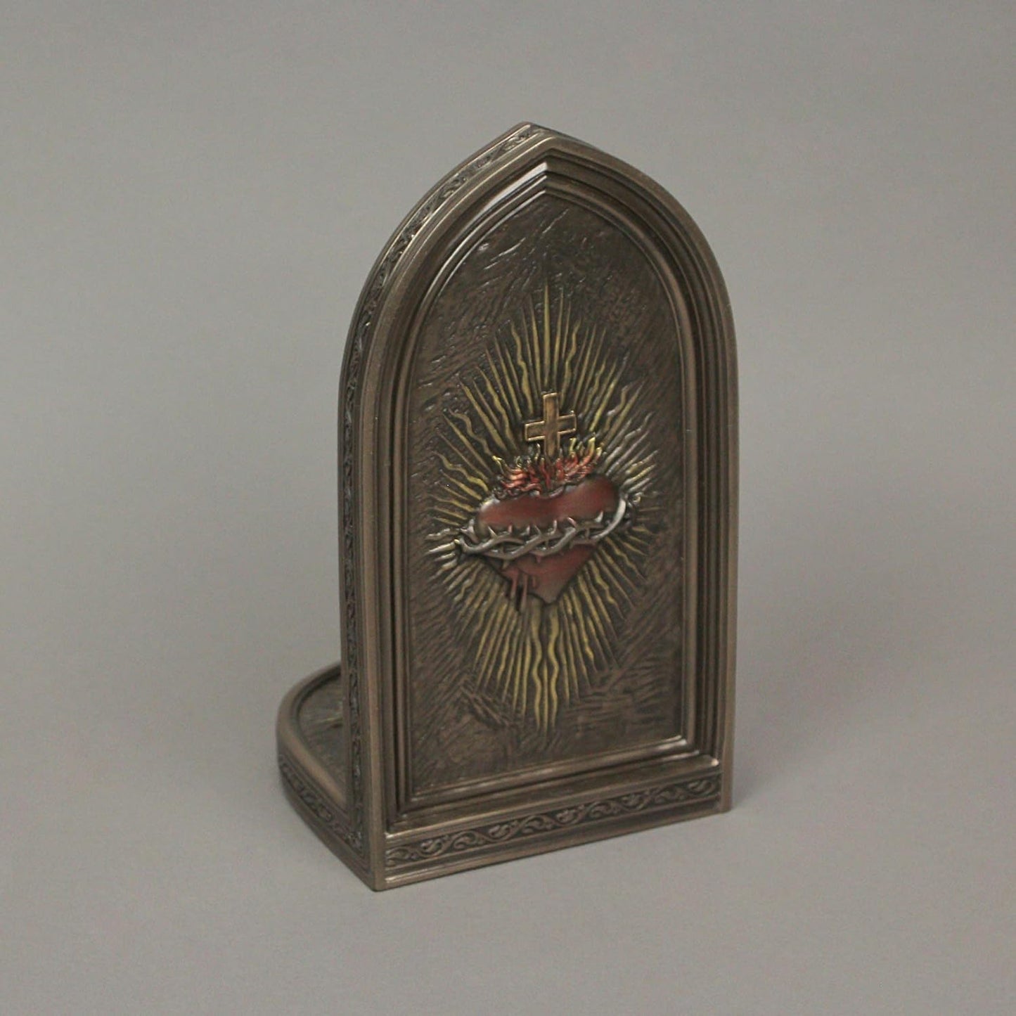 Veronese Design 8 1/4" The Sacred Heart of Jesus Resin Sculpture Bronze Finish Standing Plaque Single Bookend
