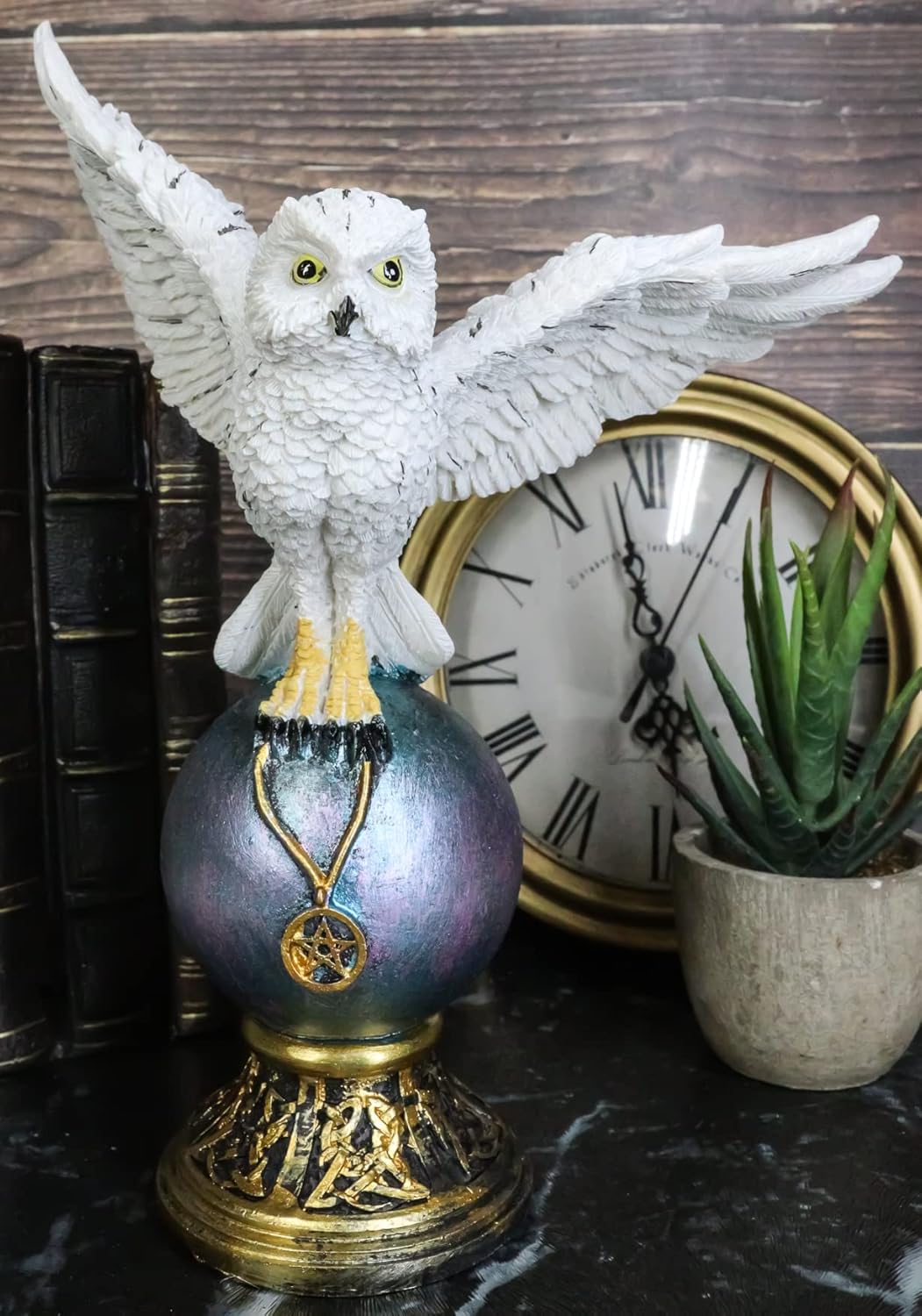 Anne Stokes Awaken Your Magic Snowy Owl with Pentagram Pendant