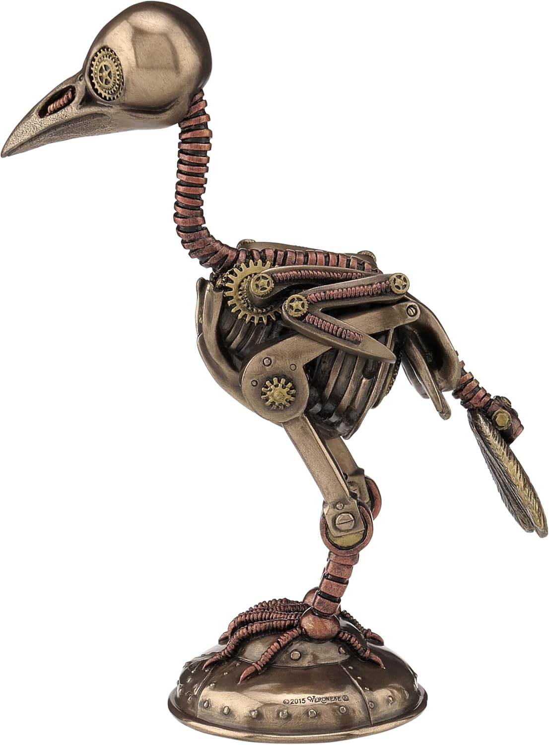 Unicorn Studio 7 1/8 Inch Steampunk Crow Skeleton Resin Sculpture Cold Cast Bronze Finish