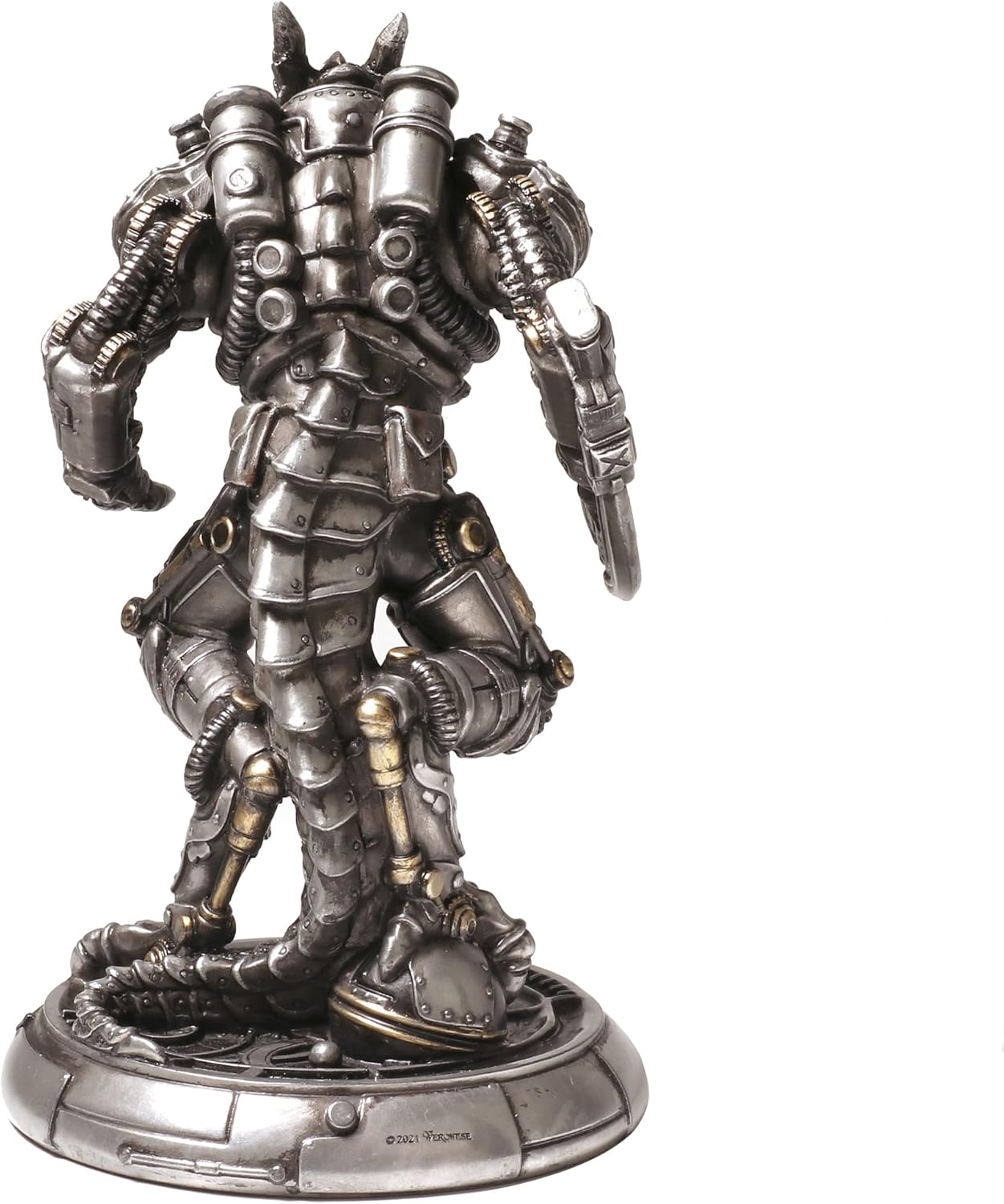 Steampunk Mechanoid Dragon Warrior Cold Cast Resin Metallic Finish Statue