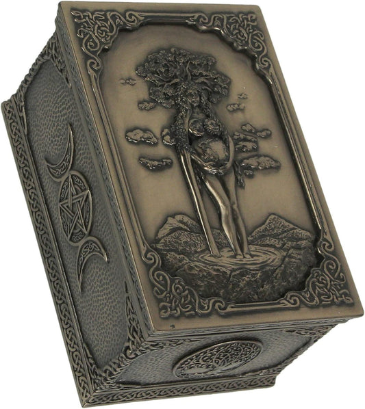 Veronese Design Gaia Greek Mother Earth Goddess Bronze Finished Trinket Box