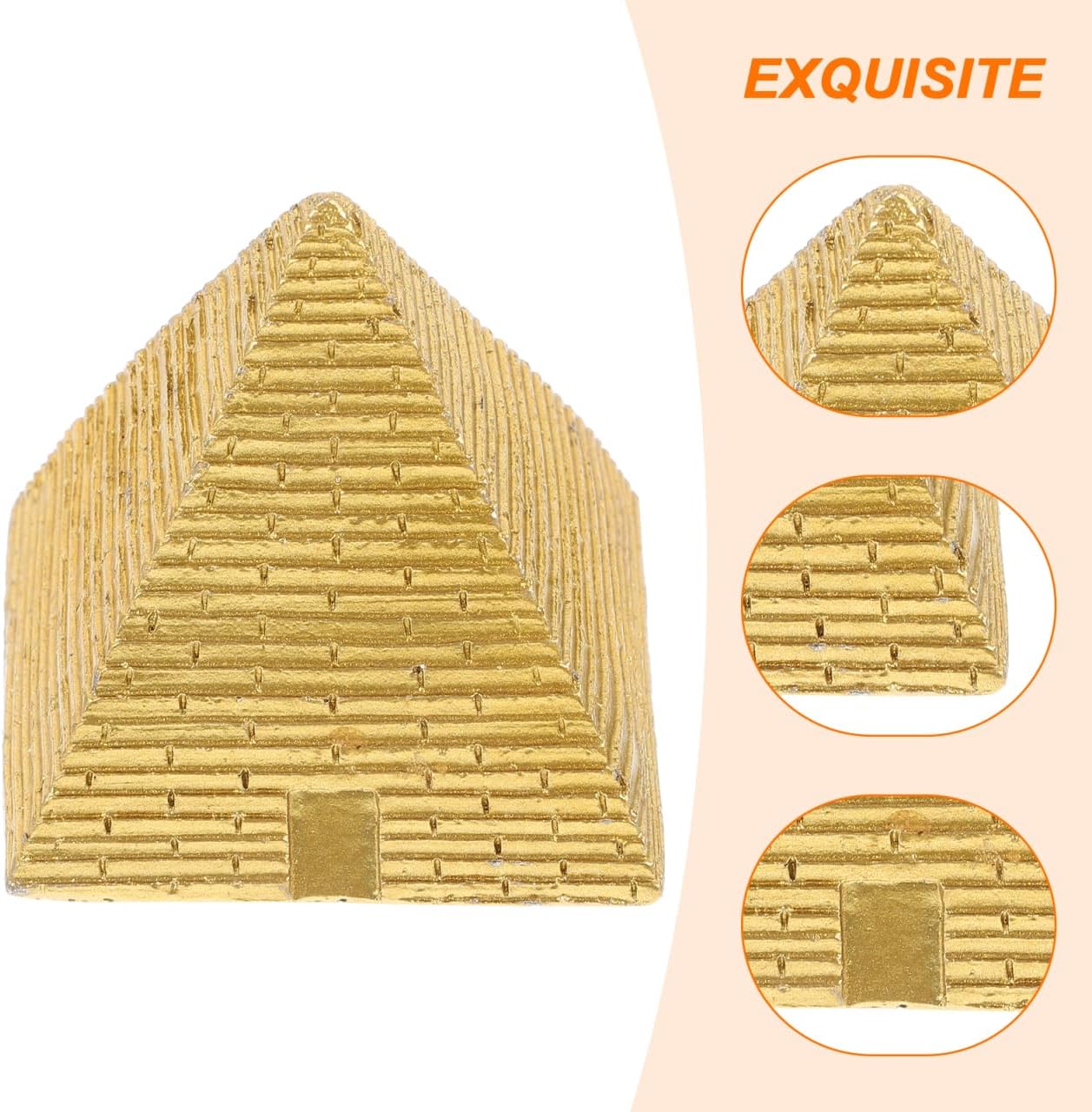POPETPOP Resin Small Pyramid Model Egyptian Pyramid Mini Sculpture Decorative Figurine for Home Office Bookshelf Desk Display