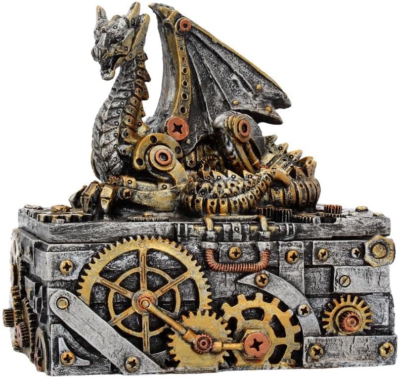 Nemesis Now Steampunk Dragon Trinket Box 18.5cm – Secrets of the Machine Decorative Storage Box – Gothic Collectible