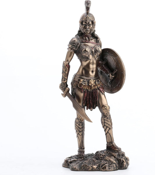 Veronese Design 9" Tall Amazon Warrior Wielding Sword and Shield Cost Cast Bronzed Resin Sculpture Collectible Figurine Greek Roman Spartan Gift