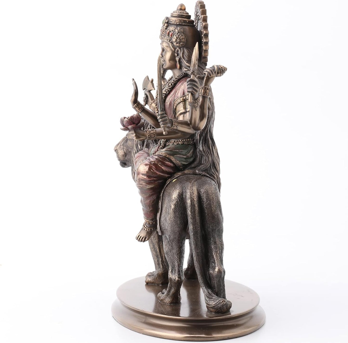 Veronese Design Durga Supreme Hindu Goddess Riding On Lion Statue