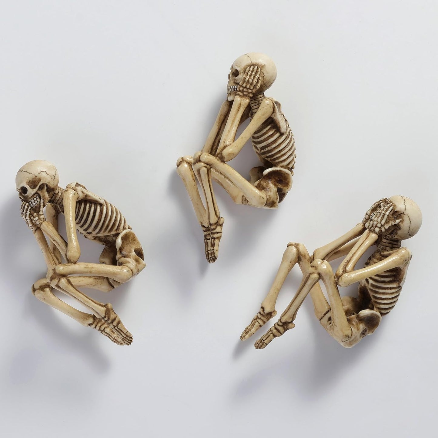 Veronese Design Resin Hear See Speak No Evil Skeleton Shelf Sitter Figurines Home Decor Statues