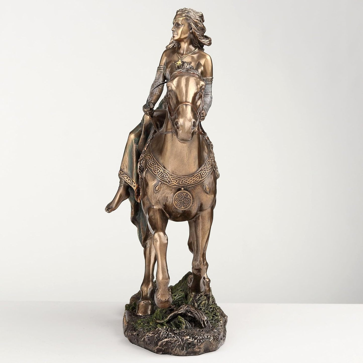 Veronese Design 9 1/4 Inch Rhiannon Epona Celtic Goddess on Horse Cold Cast Resin Bronze Finish Statue