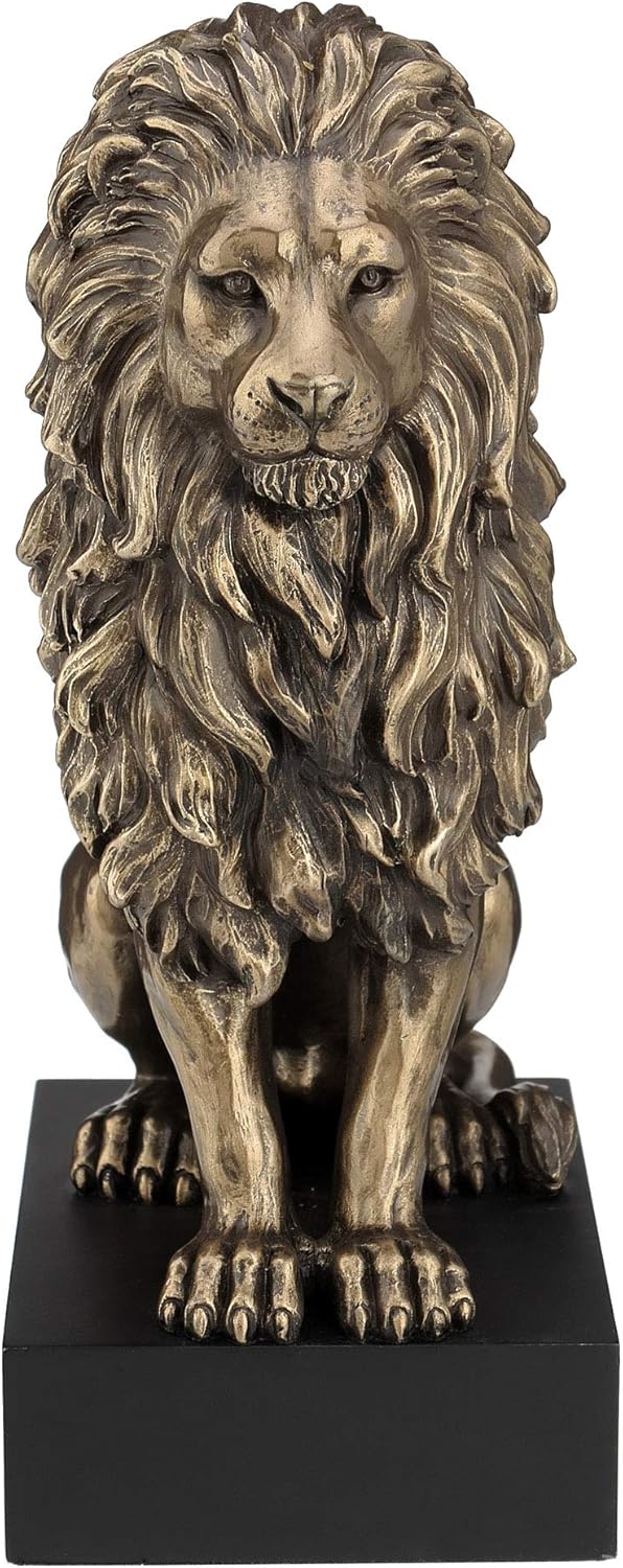 Veronese Design 8 7/8 Inch Lion Sitting On Plith Sculpture Collectible Figurine