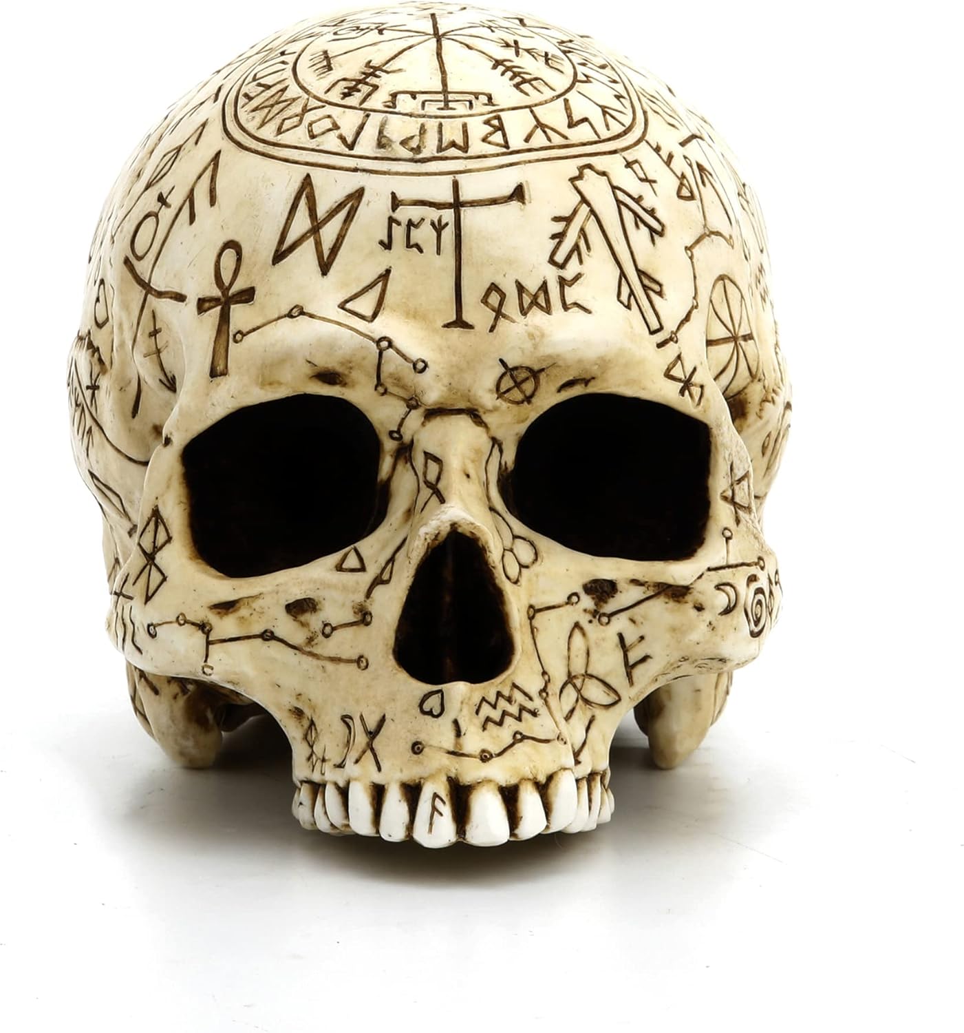 Veronese Design 5 1/4" Mystic Sigils Ritual Skull Resin Sculpture Hand Painted Realistic Finish