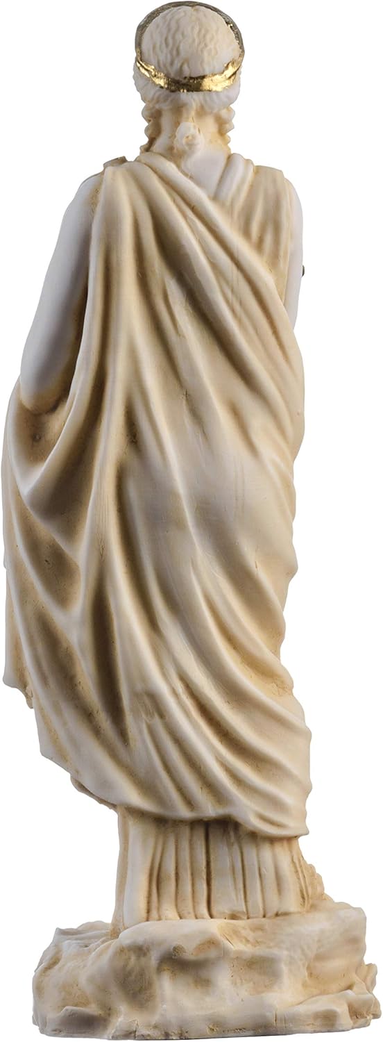 BeautifulGreekStatues Demeter Goddess of the harvest and agriculture Alabaster Statue Gold Tone 8.6 Inch