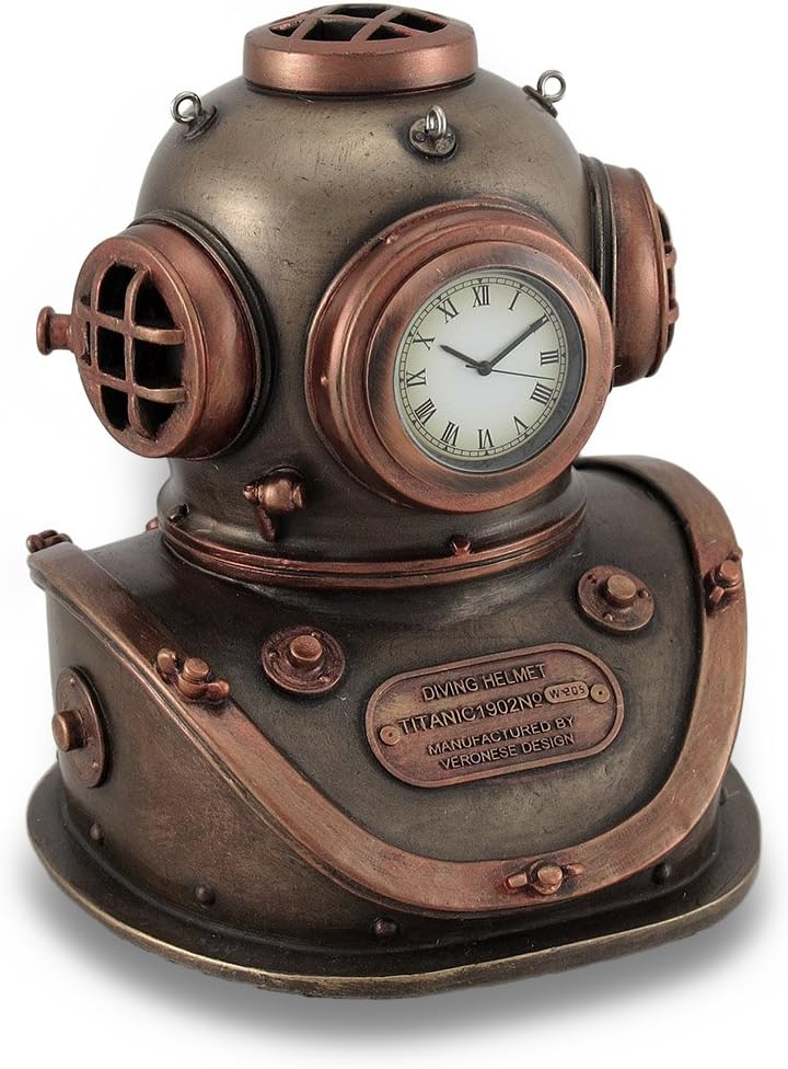 Veronese Design 5 1/4 Inch Mark V Diving Bell Helmet Steampunk Home Decor Desk Clock