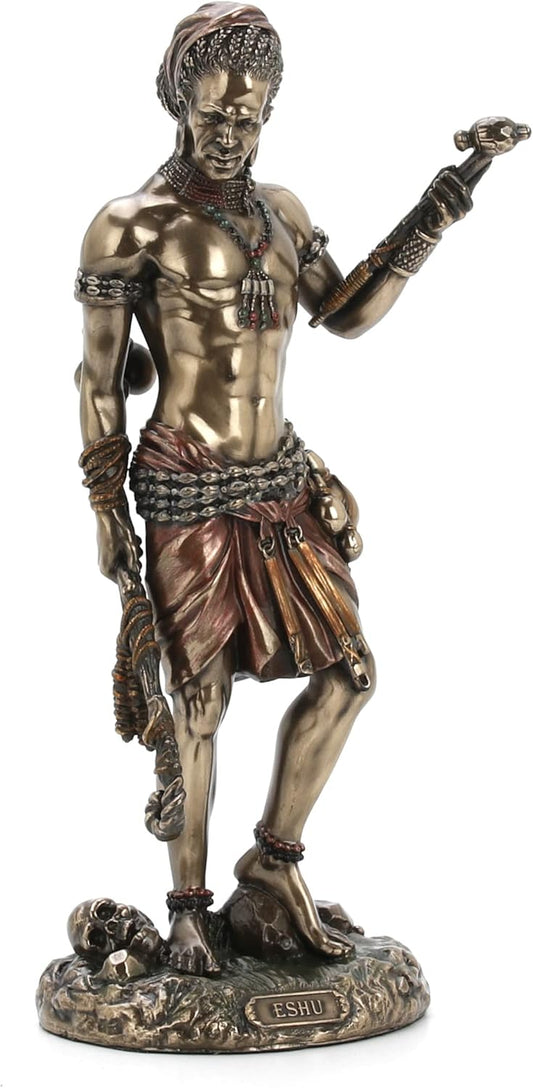 Veronese Design 8.5" Eshu The Divine Trickster God of The Yoruba Cold Cast Resin Antique Bronze Finish Statue