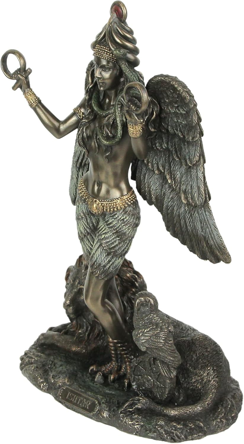 Veronese Design 8 5/8" Ishtar The Mesopotamian Queen of Heaven Cold Cast Resin Antique Bronze Finish Sculpture Altar Statue Wiccan Decoration Pagan Gifts