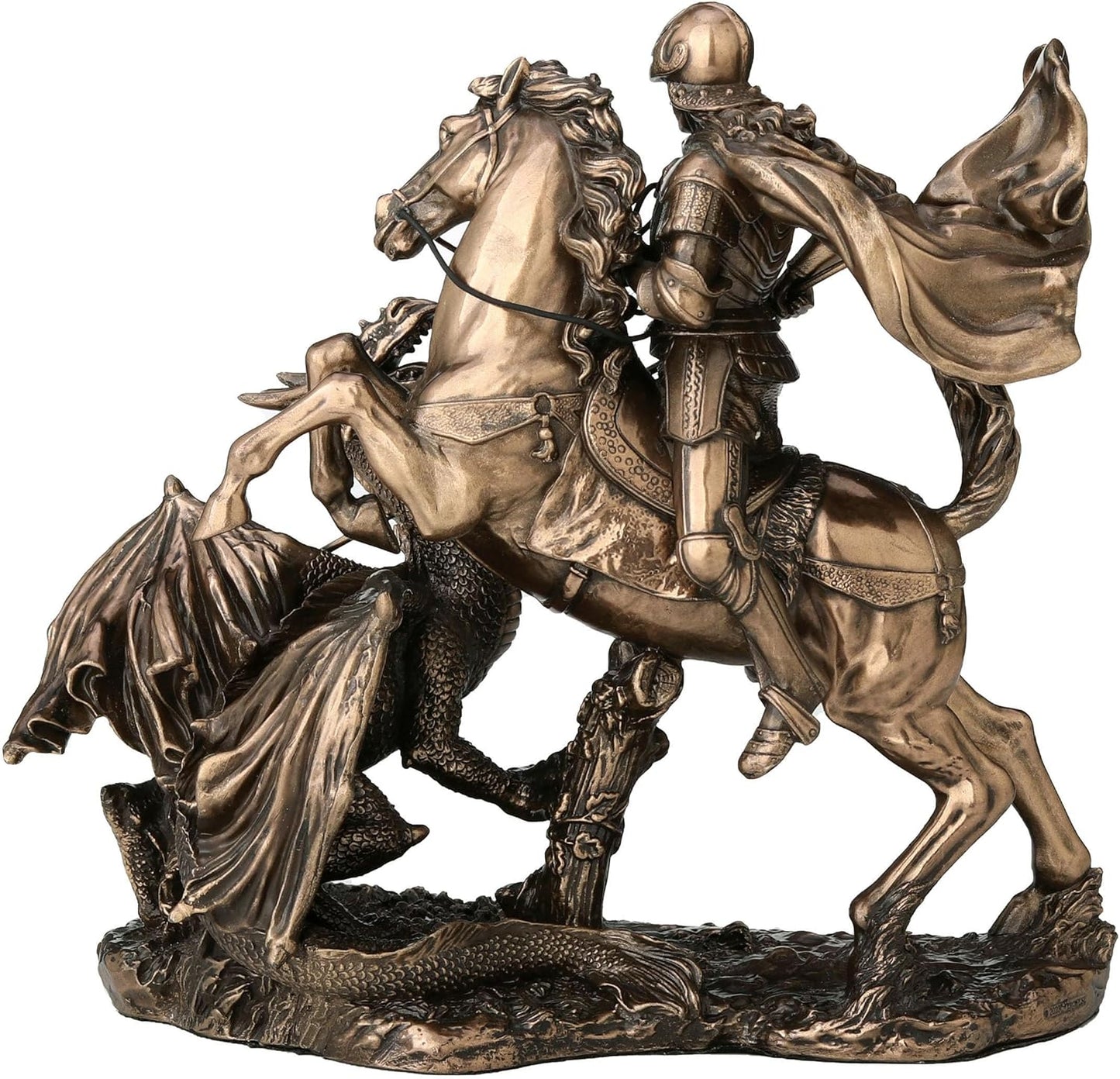 Veronese Design 6 1/4 Inch Saint George The Dragon Slayer Cold Cast Resin Bronze Finish Sculpture