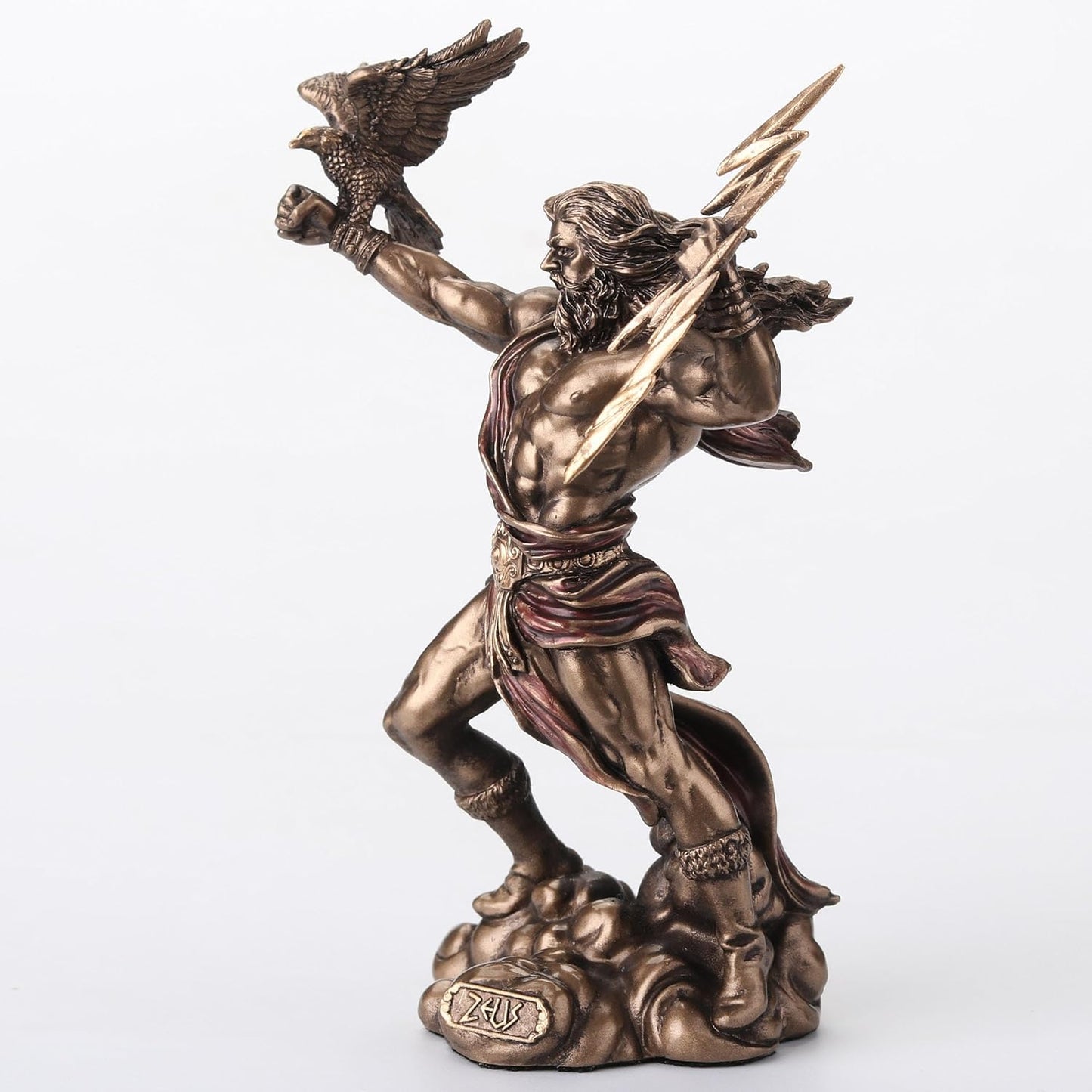 Veronese Design 4 3/8 Zeus Hand Painted Resin Sculpture Greek God of Heaven Holding Thunderbolt