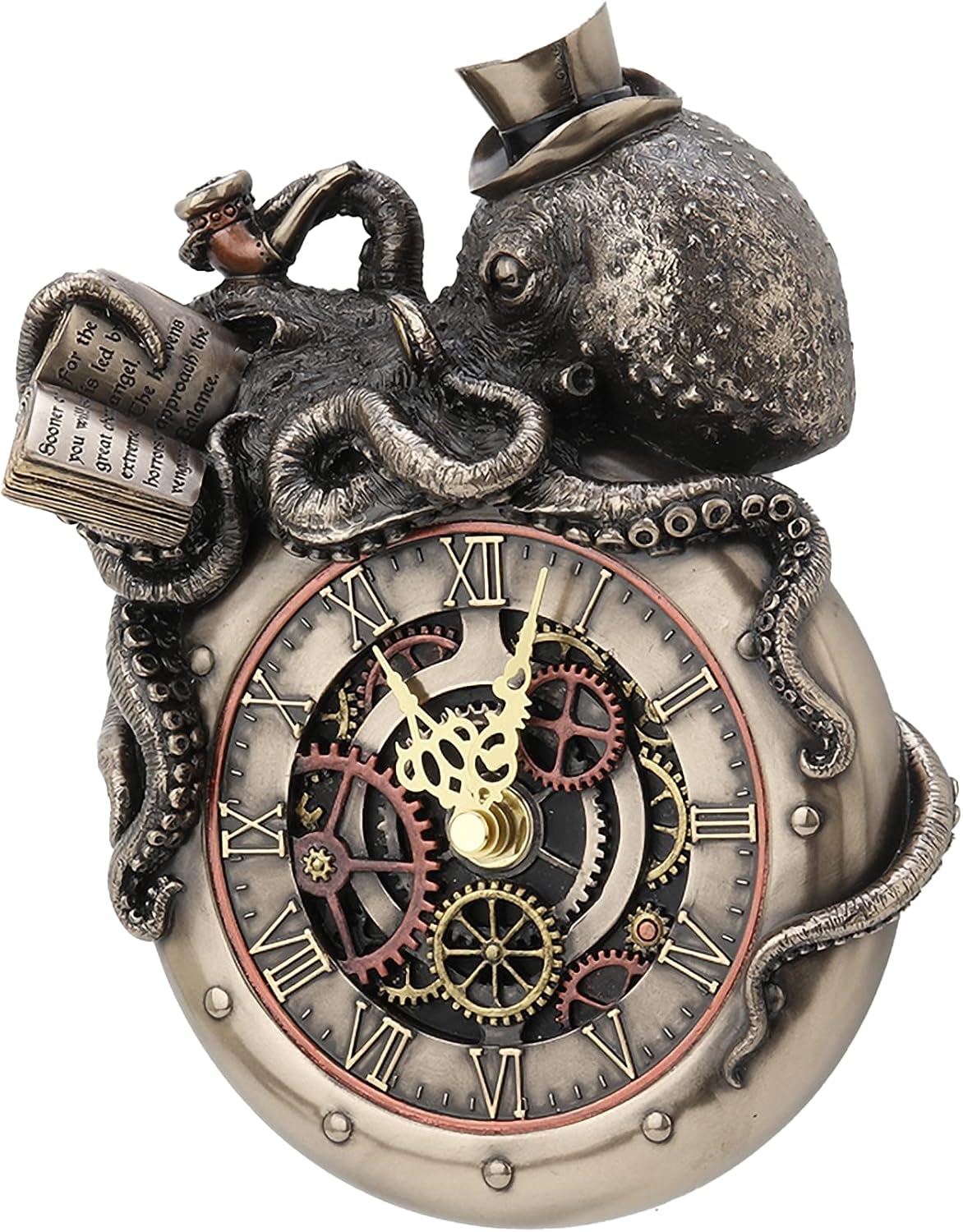 Veronese Design Bronze Finished Steampunk Nostradamus Prophet Octopus Wall Clock