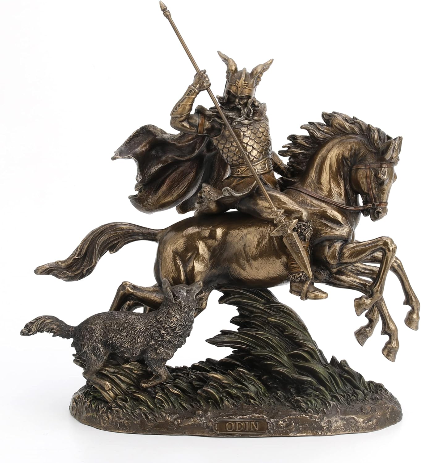 Veronese Design Odin Riding Sleipnir Sculpture Followed by Wolf