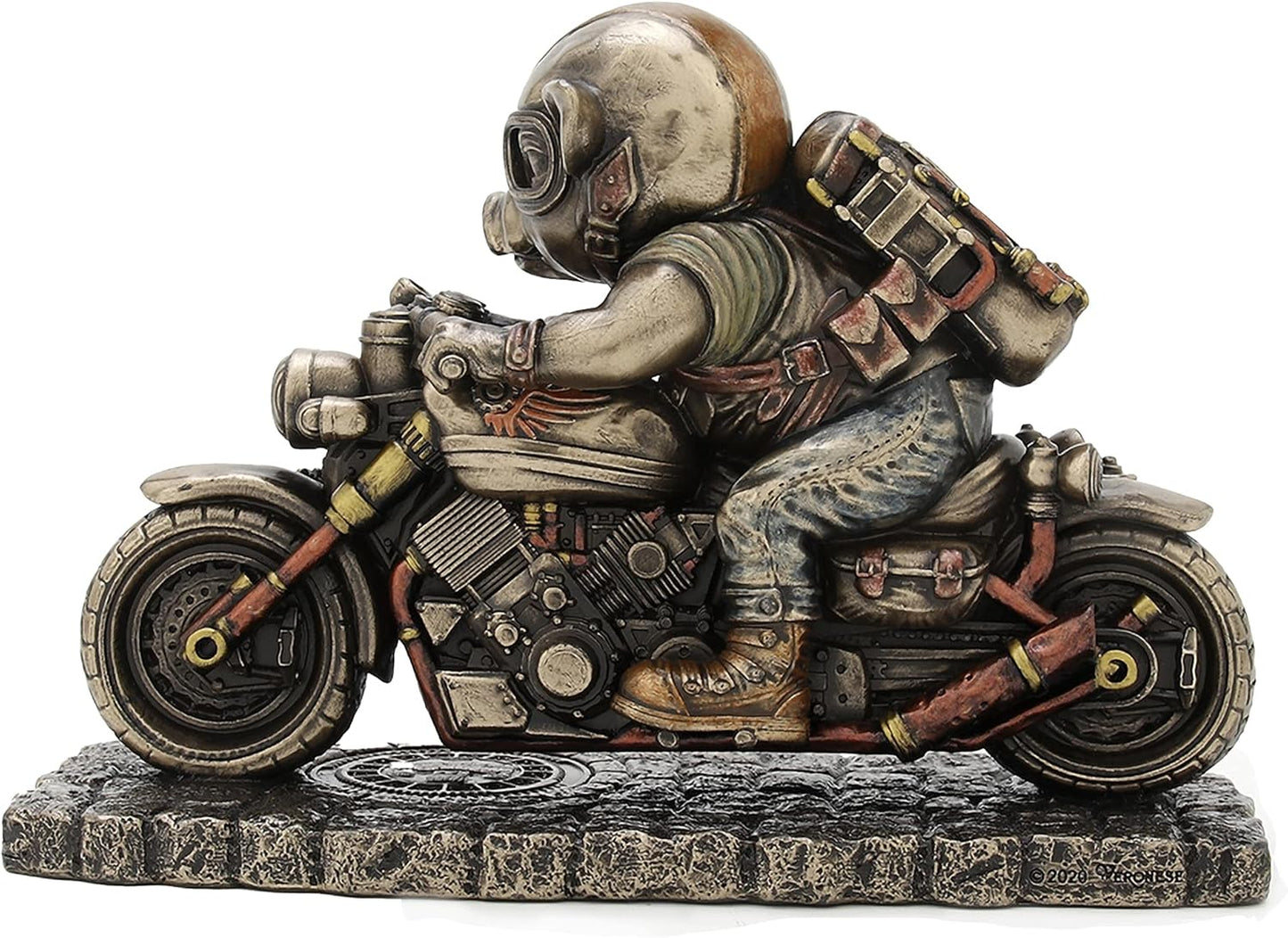 Veronese Deign 4 1/2 Inch Tall Steampunk Motorcycle Rough Rider Speed Bacon Hog Figurine Cold Cast Bronzed Resin Statue Pig Animal Collectibles