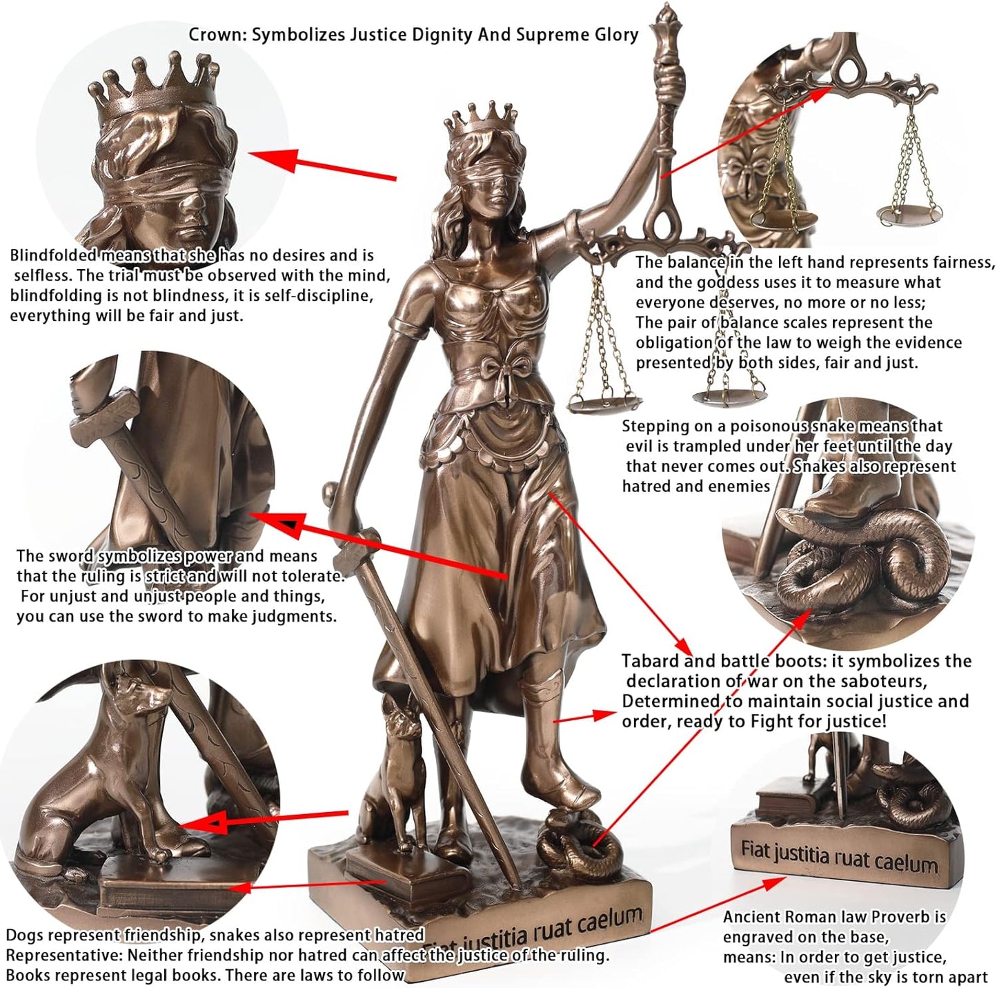 The Lady Justice Statue - Greek Roman Goddess of Justice 12.9inch Museum Grade Collectible Figurine