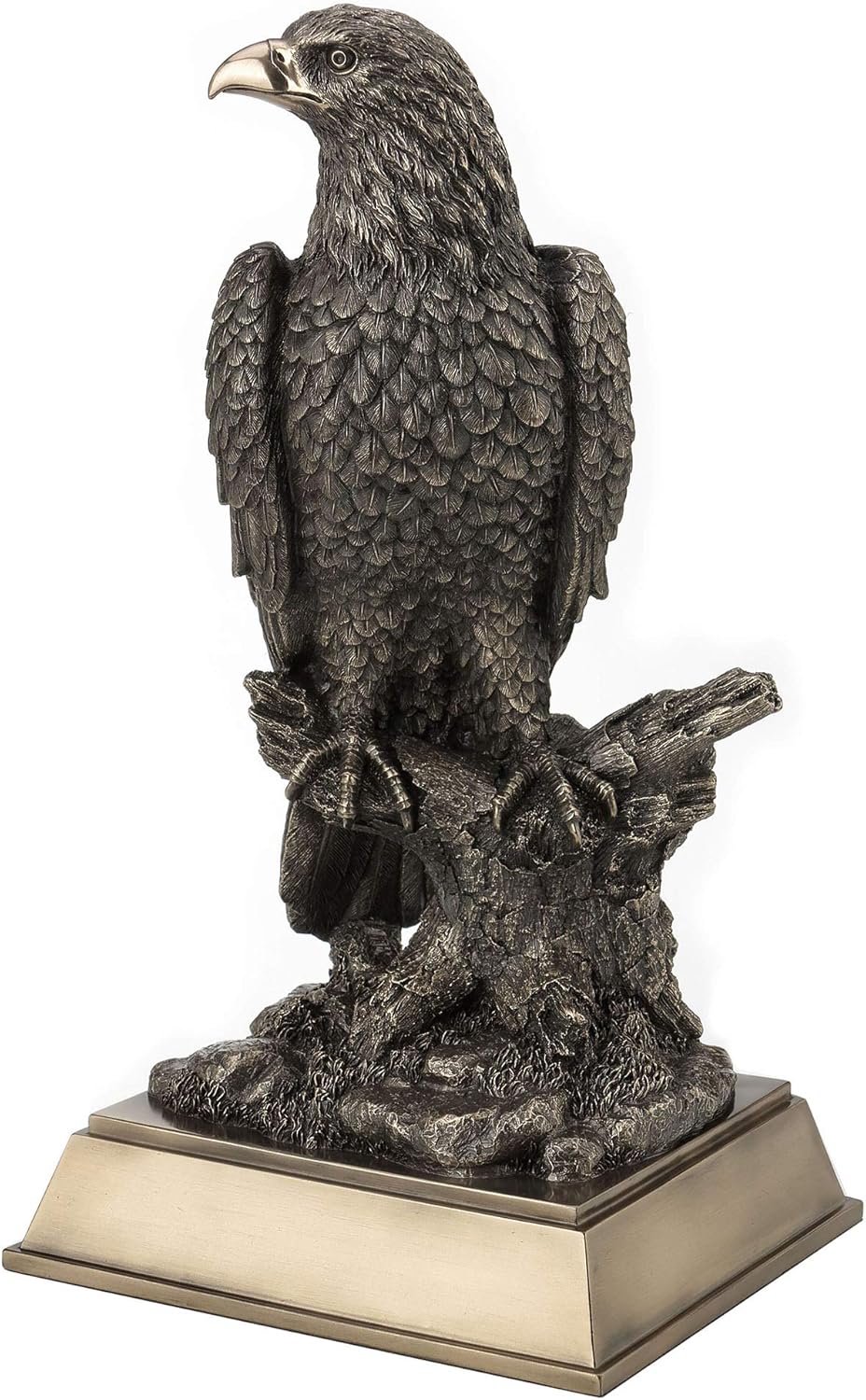 Veronese Design 17 Inch Bald Eagle Perching On Tree Branch Antique Bronze Finish Platformed Large Animal Statue