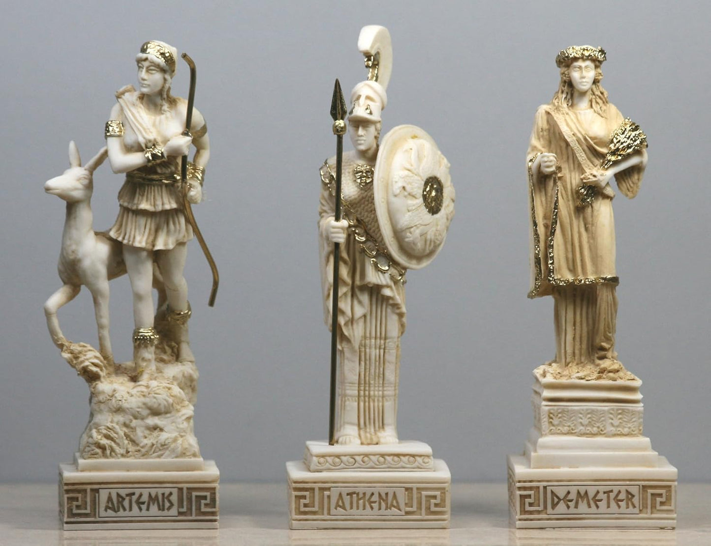 Set 3 Greek Roman Goddess ΑΤΗΕΝΑ Artemis Demeter Statue Sculpture